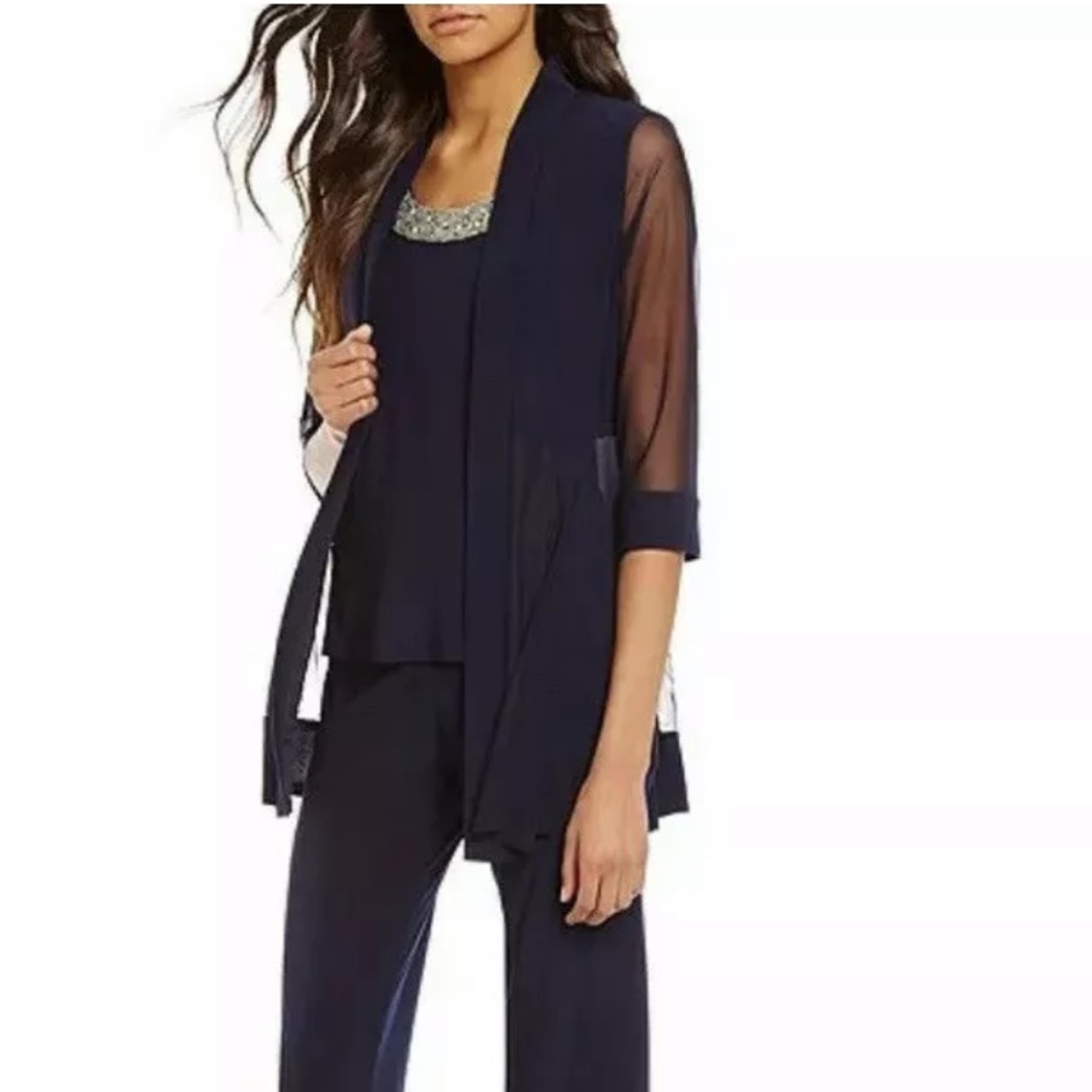 RM Richard Blouse Sheer Navy Size 12P